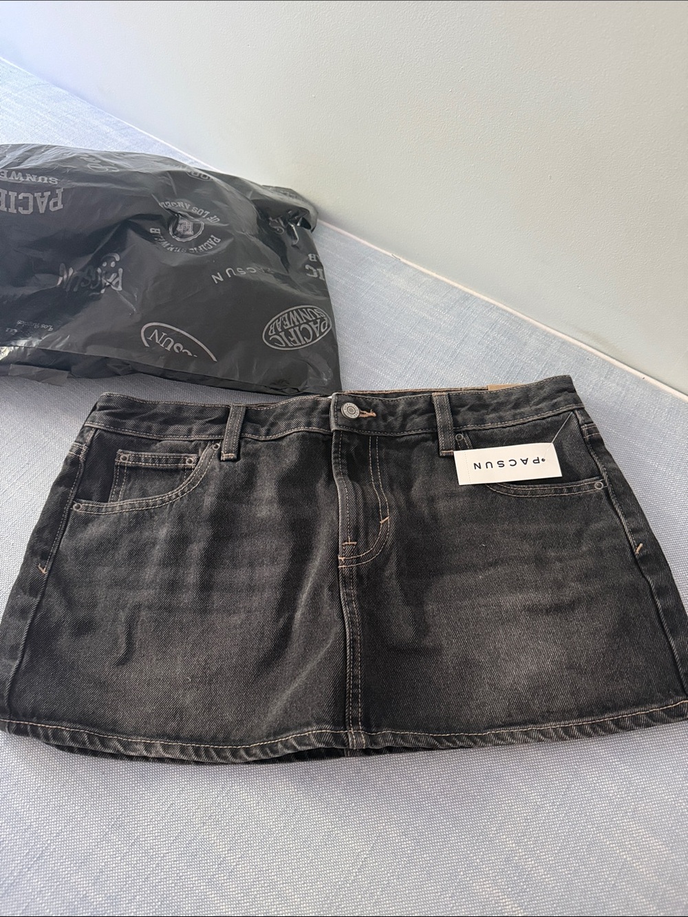 PacSun Washed Black Denim Mini Skirt
